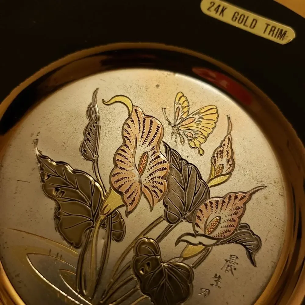 Art of Chokin 24k gold trim Japanese plate - Picture 4 of 5